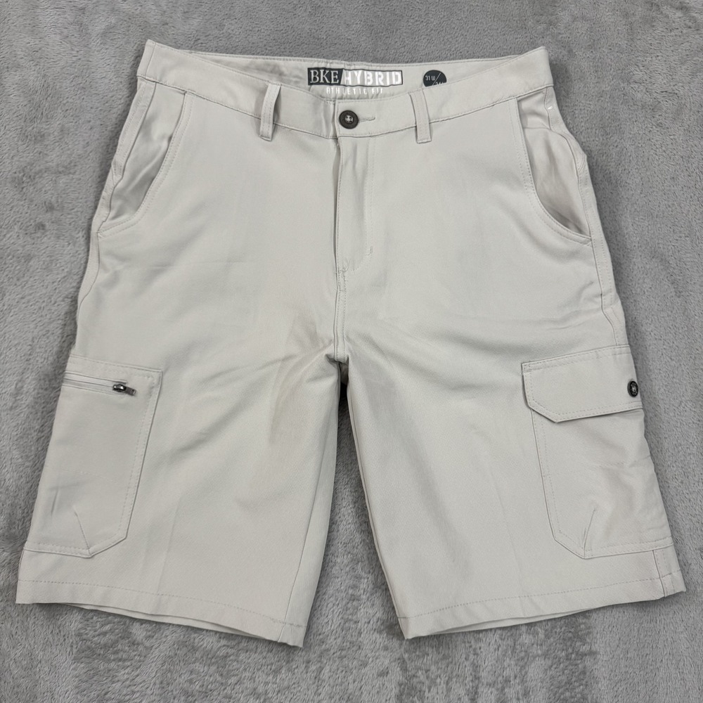 BKE Hybrid Shorts Mens 31 Ivory Athletic Casual Performance Stretch 10.5" Inseam
